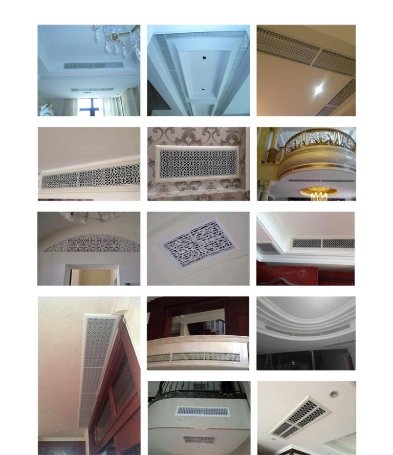 5、散流器，散流器是空調(diào)系統(tǒng)中常用的送風(fēng)口，可根據(jù)使用要求制成正方形或長方形，能配合任何天花板的裝修要求。散流器的內(nèi)芯部分可從外框拆離，方便安裝及清洗。后面可配風(fēng)口調(diào)節(jié)閥以控制調(diào)整風(fēng)量。適用于播音室、醫(yī)院、劇場、教室、音樂廳、圖書館、游藝廳、劇場休息廳、一般辦公室、商店、旅館、飯店、及體育館等。 6、球形可調(diào)風(fēng)口，球形可調(diào)風(fēng)口是一種噴口型送風(fēng)口。高速氣流在經(jīng)過閥體噴口中對指定方向送風(fēng)，氣流噴射方向可在頂角為35°的圓錐形空間內(nèi)前后左右方便地調(diào)節(jié)，氣體流量也可通過閥門開合程度來調(diào)節(jié)。多用于高大層頂高速送風(fēng)或局部供冷的場合，如機場候機大廳，室內(nèi)體育場，賓館廚房等場合。 7、旋流風(fēng)口，旋流風(fēng)口送出旋轉(zhuǎn)射流，具有誘導(dǎo)比大，風(fēng)速衰減快的特點，在空調(diào)通風(fēng)系統(tǒng)中可用作大風(fēng)量，大溫差送風(fēng)以減少風(fēng)口數(shù)量，安裝在天花板或頂棚上，可用于3米以內(nèi)低空間，也可用二種高度大面積送風(fēng)，高度甚至可達10米以上。上海天嬌空調(diào)設(shè)備有限公司是隨著社會發(fā)展需要而創(chuàng)立的，專業(yè)生產(chǎn)風(fēng)口,風(fēng)閥,防火閥,消聲器等中央空調(diào)末端產(chǎn)品